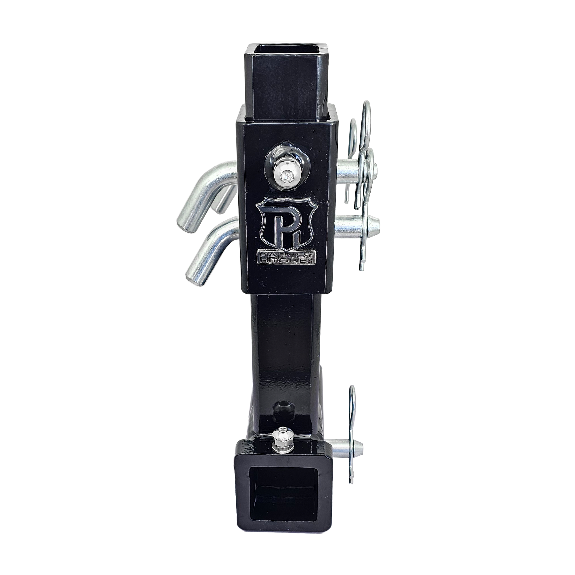 The General Normal Duty - 2" Adjustable Drop Hitch Adapter - 11" Rise/Drop - 7K - Silver Accent (Black Gloss)