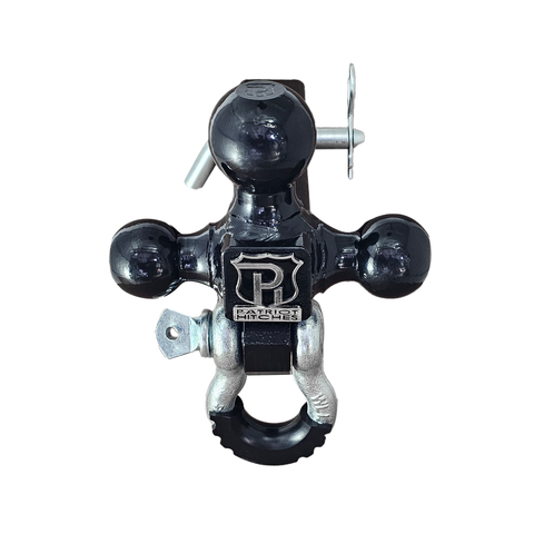 Patriot Hitches 4-Way 3-Ball Mount for 2" Hitches - The Captain - 30K - Silver Accent (Black Gloss)