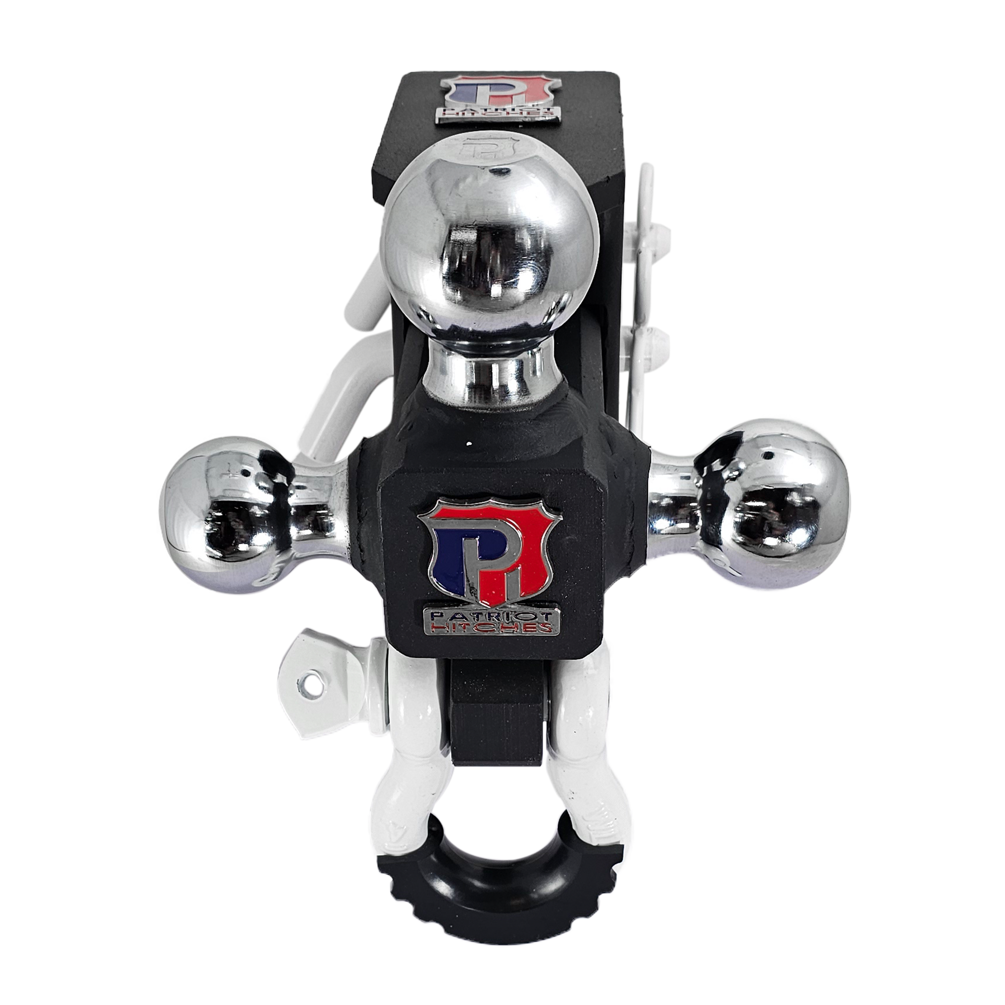The Captain 5 in 1 - 5-Way 3-Ball Mount for 2-1/2" Hitches - 30K – White Accent (Texture Chrome)