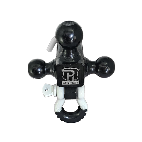 Patriot Hitches 4-Way 3-Ball Mount for 2-1/2" Hitches - The Captain - 30K - White Accent (Black Gloss)