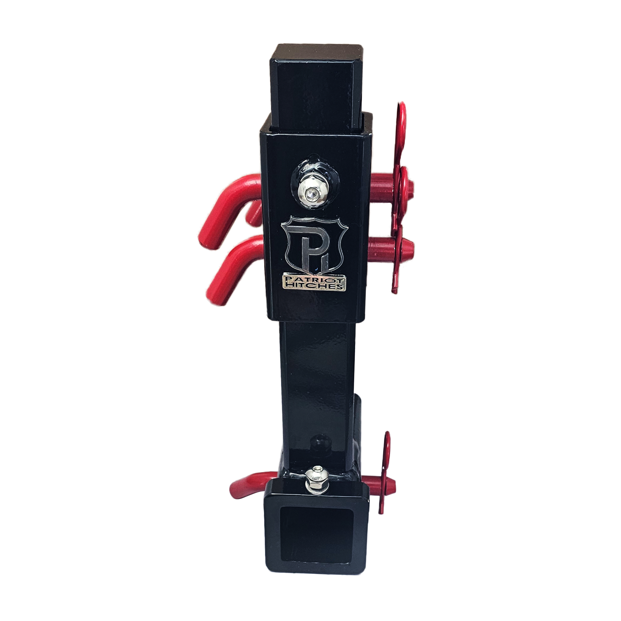 The General Heavy Duty - 2" Adjustable Drop Hitch Adapter - 11" Rise/Drop - 10K - Red Accent (Black Gloss)