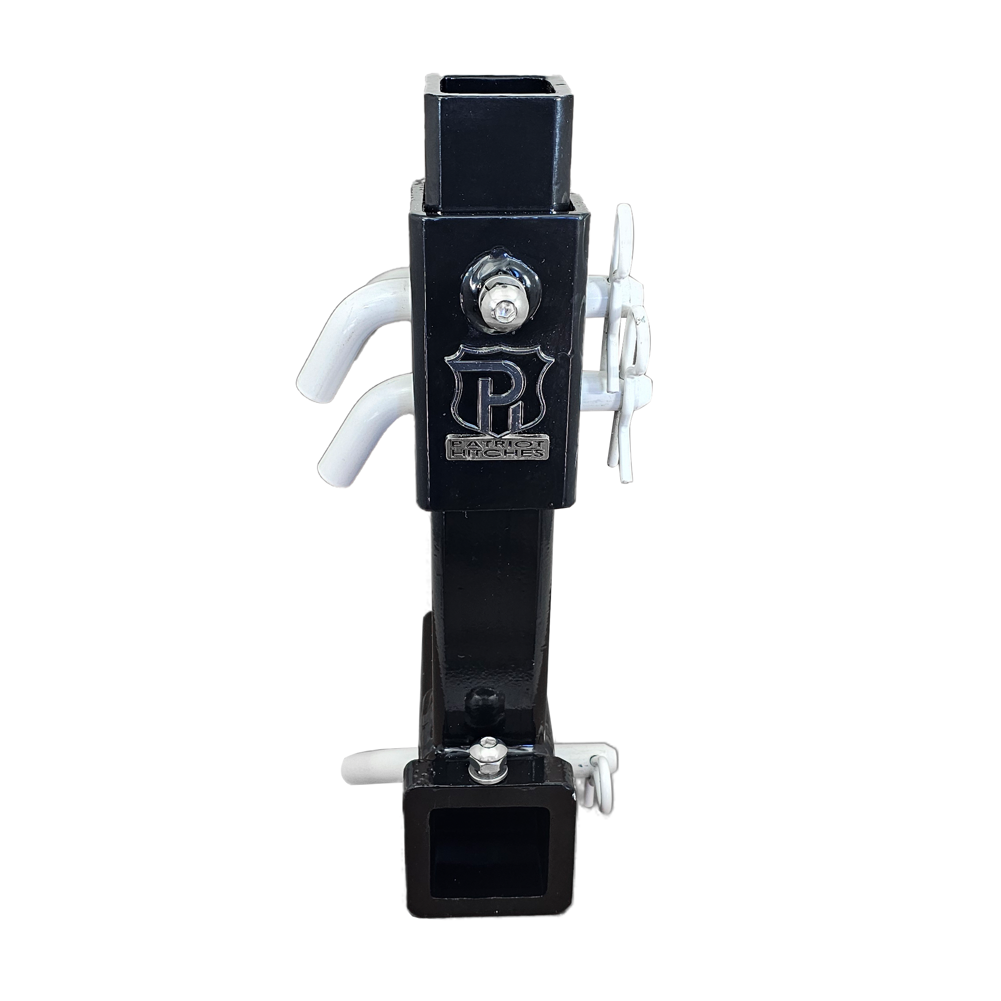 The General Normal Duty - 2" Adjustable Drop Hitch Adapter - 11" Rise/Drop - 7K - White Accent (Black Gloss)