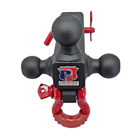 Patriot Hitches 4-Way 3-Ball Mount for 2-1/2" Hitches - The Captain - 30K - Red Accent