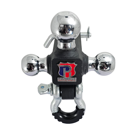 Patriot Hitches 4-Way 3-Ball Mount for 2-1/2" Hitches - The Captain - 30K - Silver Accent (Texture Chrome)