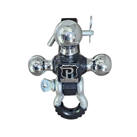 Patriot Hitches 4-Way 3-Ball Mount for 2" Hitches - The Captain - 30K - Silver Accent (Black Gloss Chrome)