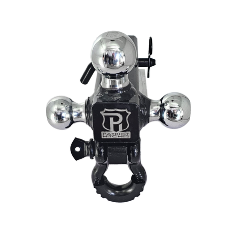 Patriot Hitches 4-Way 3-Ball Mount for 2-1/2" Hitches - The Captain - 30K - Black Gloss Accent (Black Gloss - Chrome)