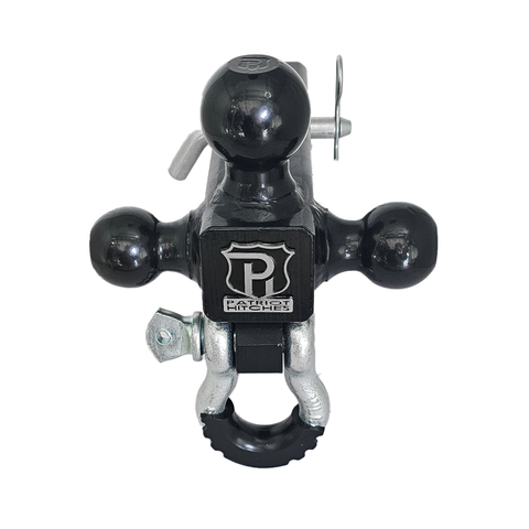 Patriot Hitches 4-Way 3-Ball Mount for 2-1/2" Hitches - The Captain - 30K - Silver Accent (Black Gloss)