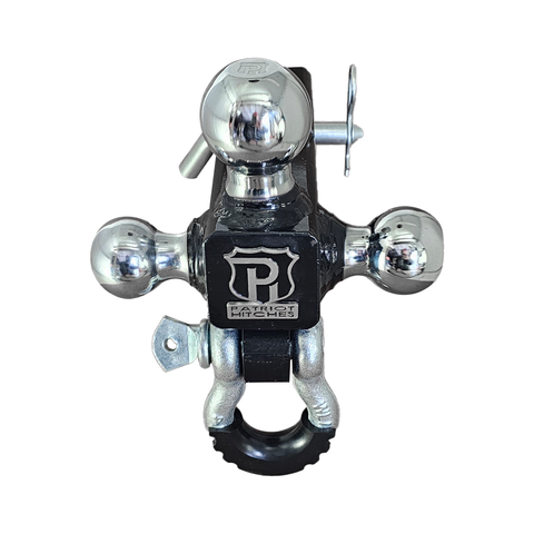 Patriot Hitches 4-Way 3-Ball Mount for 2-1/2" Hitches - The Captain - 30K - Silver Accent (Black Gloss - Chrome)