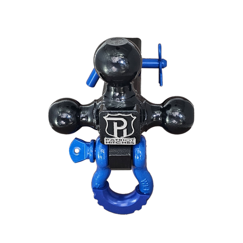 Patriot Hitches 4-Way 3-Ball Mount for 2" Hitches - The Captain - 30K - Blue Accent (Black Gloss)