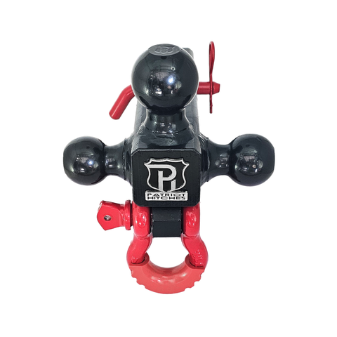 Patriot Hitches 4-Way 3-Ball Mount for 2-1/2" Hitches - The Captain - 30K - Red Accent (Black Gloss)