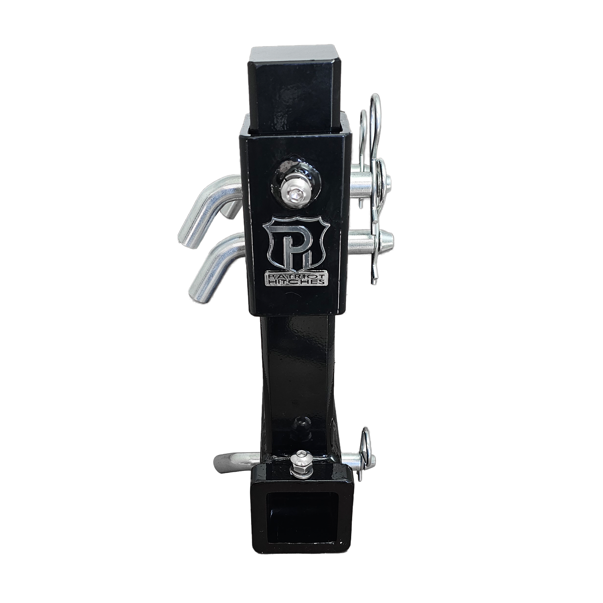 The General Heavy Duty - 2" Adjustable Drop Hitch Adapter - 11" Rise/Drop - 10K - Silver Accent (Black Gloss)