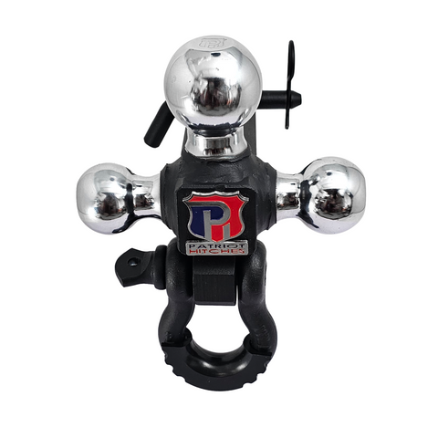 Patriot Hitches 4-Way 3-Ball Mount for 2" Hitches - The Captain - 30K - Black Texture Accent (Texture Chrome)