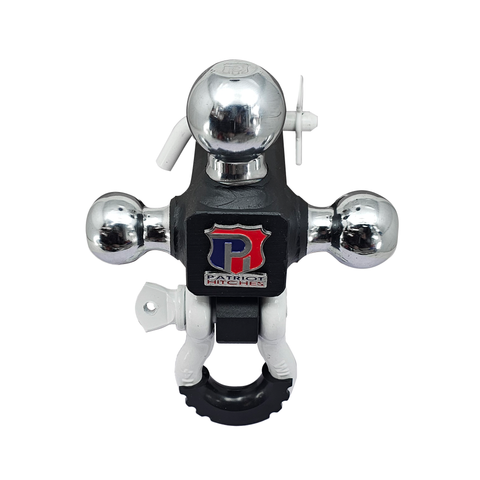 Patriot Hitches 4-Way 3-Ball Mount for 2-1/2" Hitches - The Captain - 30K - White Accent (Texture Chrome)