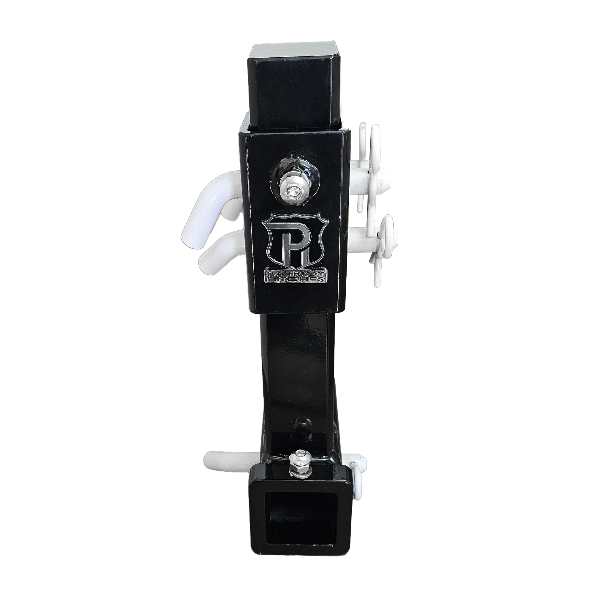 The General Heavy Duty - 2" Adjustable Drop Hitch Adapter - 11" Rise/Drop - 10K - White Accent (Black Gloss)
