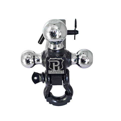 Patriot Hitches 4-Way 3-Ball Mount for 2" Hitches - The Captain - 30K - Black Gloss Accent (Black Gloss Chrome)