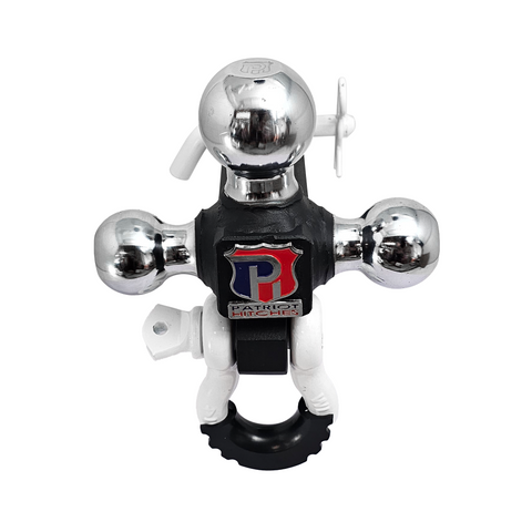 Patriot Hitches 4-Way 3-Ball Mount for 2" Hitches - The Captain - 30K - White Accent (Texture Chrome)