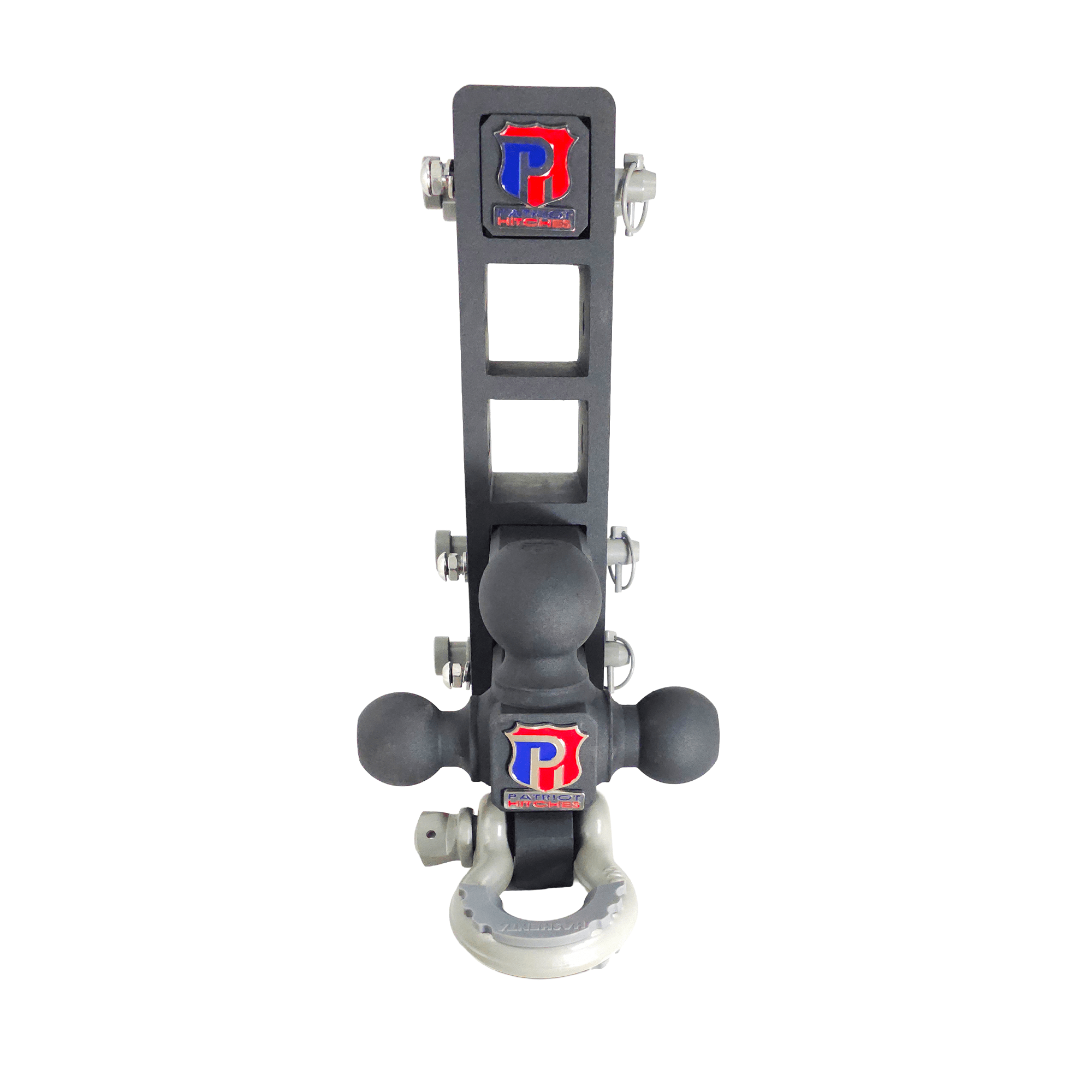The Patriot - 10-Way+ 3-Ball Mount w/ Adjustable Stacked Receivers – 2-1/2" Hitch – 30K – Ceramic Gray Accent