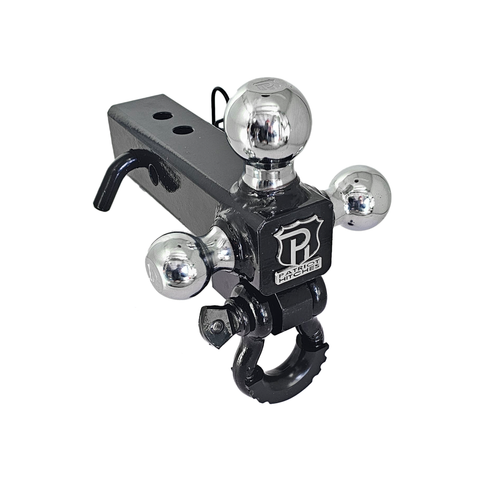 Patriot Hitches 4-Way 3-Ball Mount for 2-1/2" Hitches - The Captain - 30K - Black Gloss Accent (Black Gloss - Chrome)