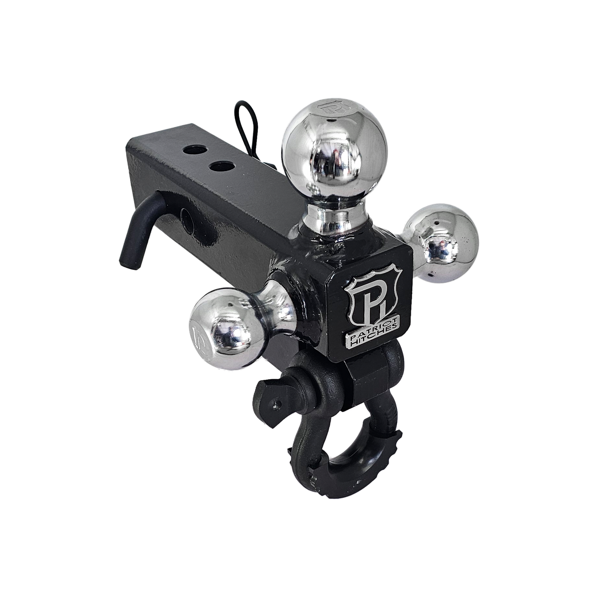 The Captain 4 in 1 - 4-Way 3-Ball Mount for 2-1/2" Hitches - 30K - Black Texture Accent (Black Gloss - Chrome)