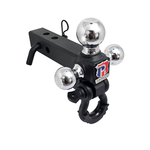 Patriot Hitches 4-Way 3-Ball Mount for 2" Hitches - The Captain - 30K - Black Texture Accent (Texture Chrome)