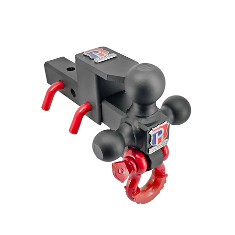 The Captain 5 in 1 - Patriot Hitches 5-Way 3-Ball Mount for 2" Hitches - The Captain - 30K – Red Accent