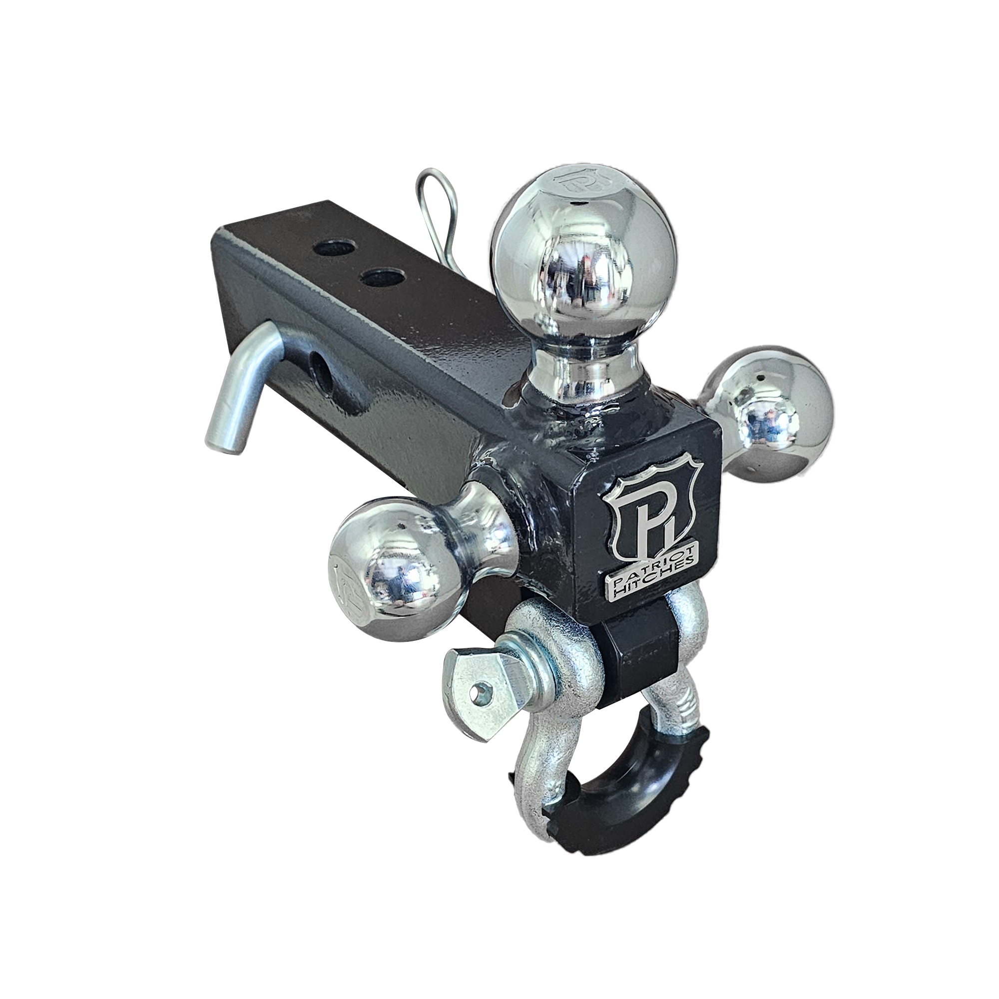 The Captain 4 in 1 - 4-Way 3-Ball Mount for 2-1/2" Hitches - 30K - Silver Accent (Black Gloss - Chrome)