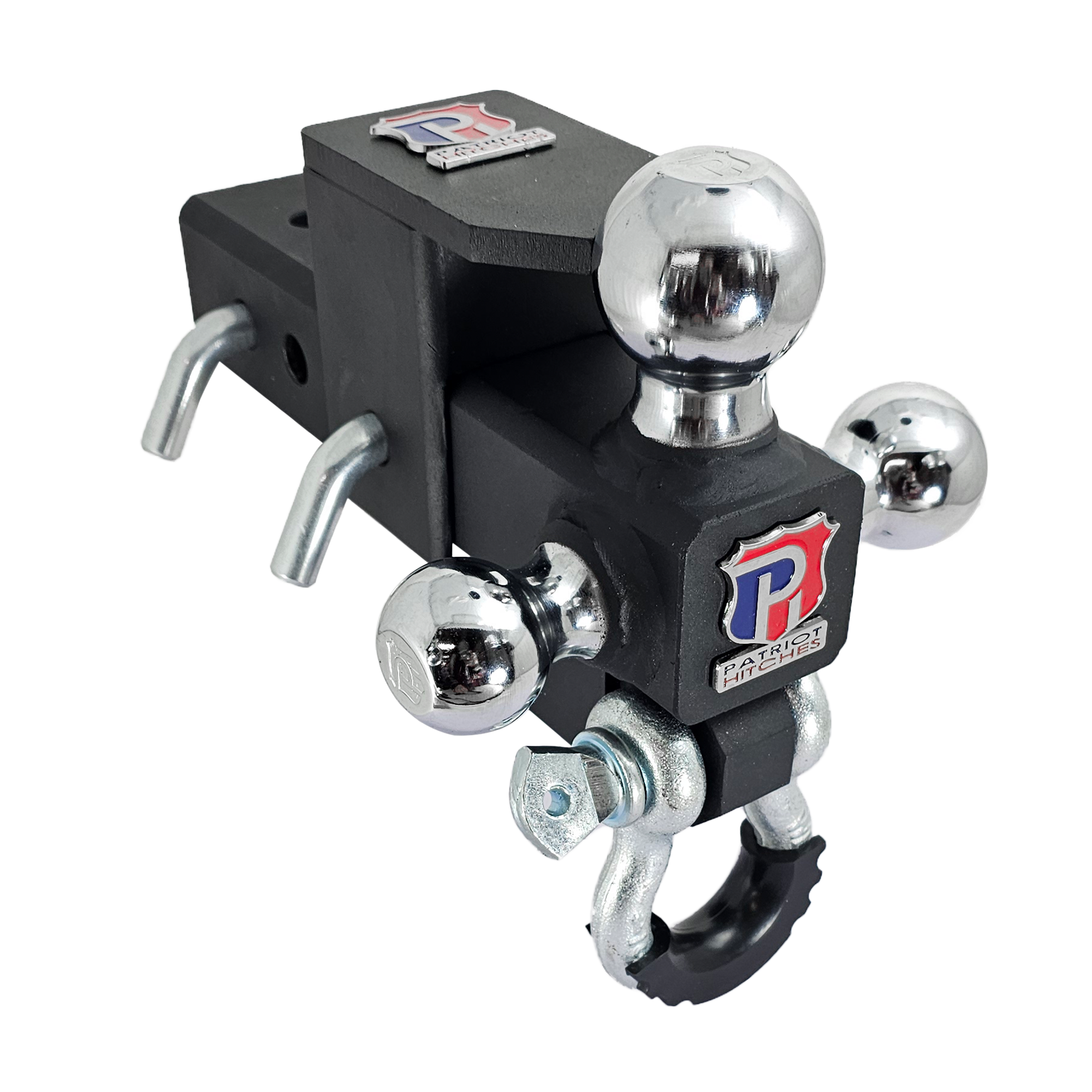 The Captain 5 in 1 - 5-Way 3-Ball Mount for 2-1/2" Hitches - 30K – Silver Accent (Texture Chrome)