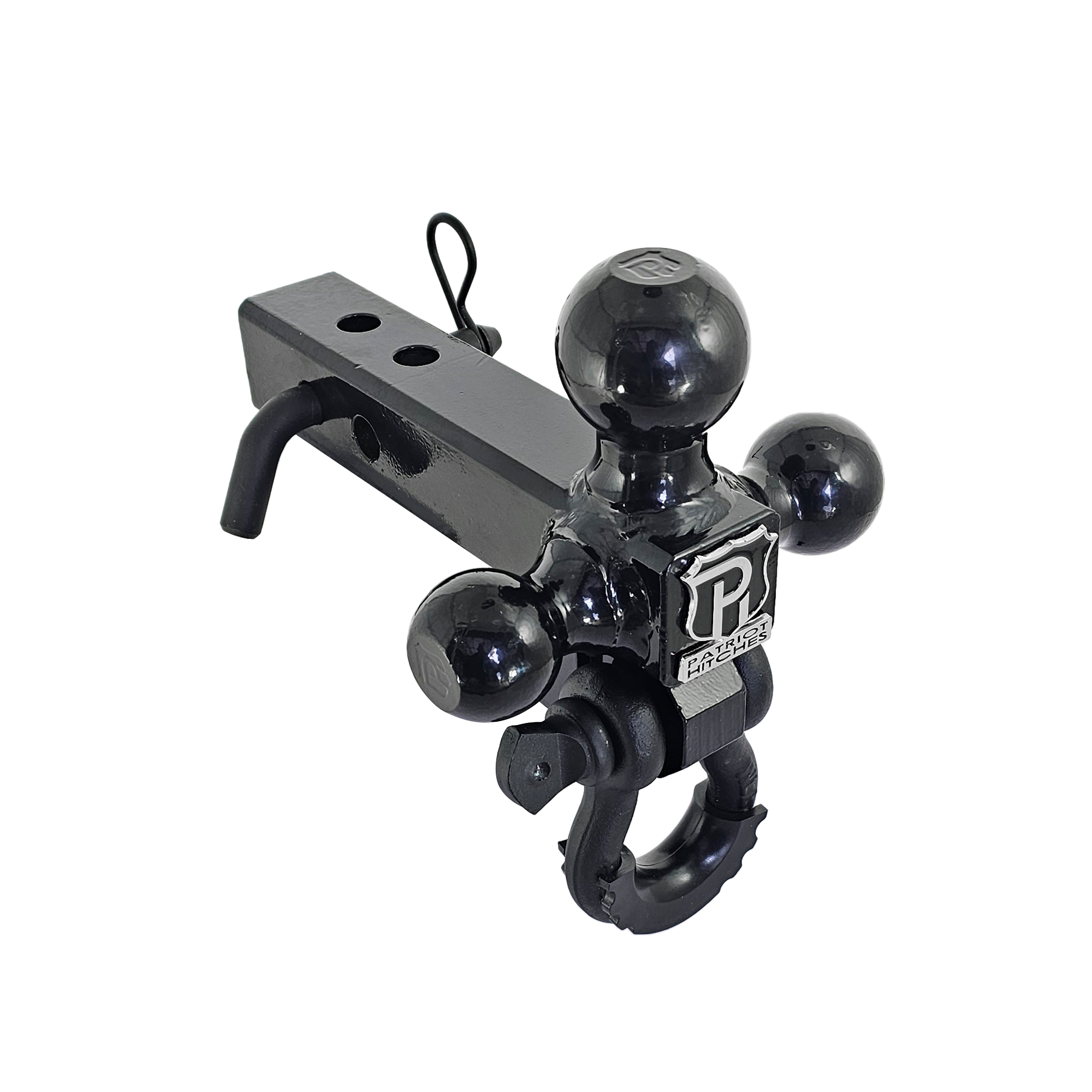 The Captain 4 in 1 - 4-Way 3-Ball Mount for 2" Hitches - 22K - Black Texture Accent (Black Gloss)