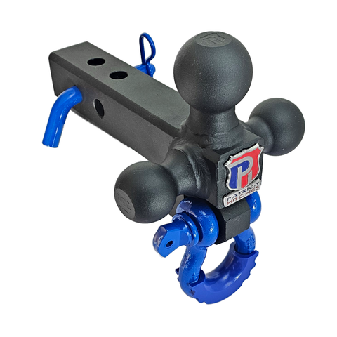 The Captain 4 in 1 - Patriot Hitches 4-Way 3-Ball Mount for 2" Hitches - The Captain - 30K - Blue Accent
