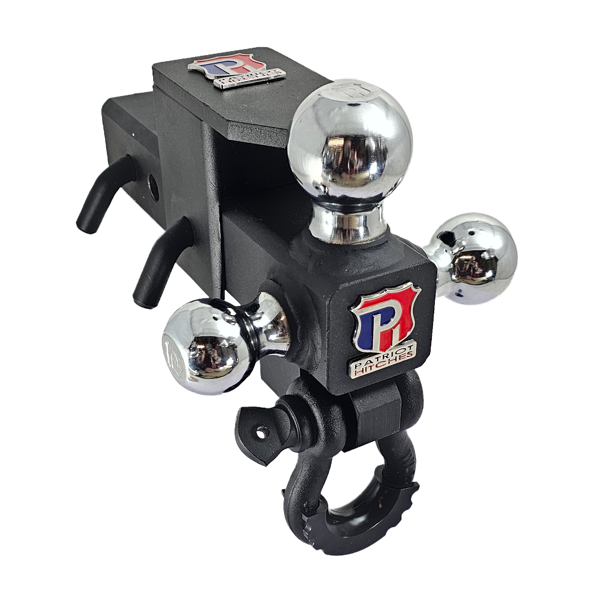 The Captain 5 in 1 - 5-Way 3-Ball Mount for 2-1/2" Hitches - 30K – Black Texture Accent (Texture Chrome)