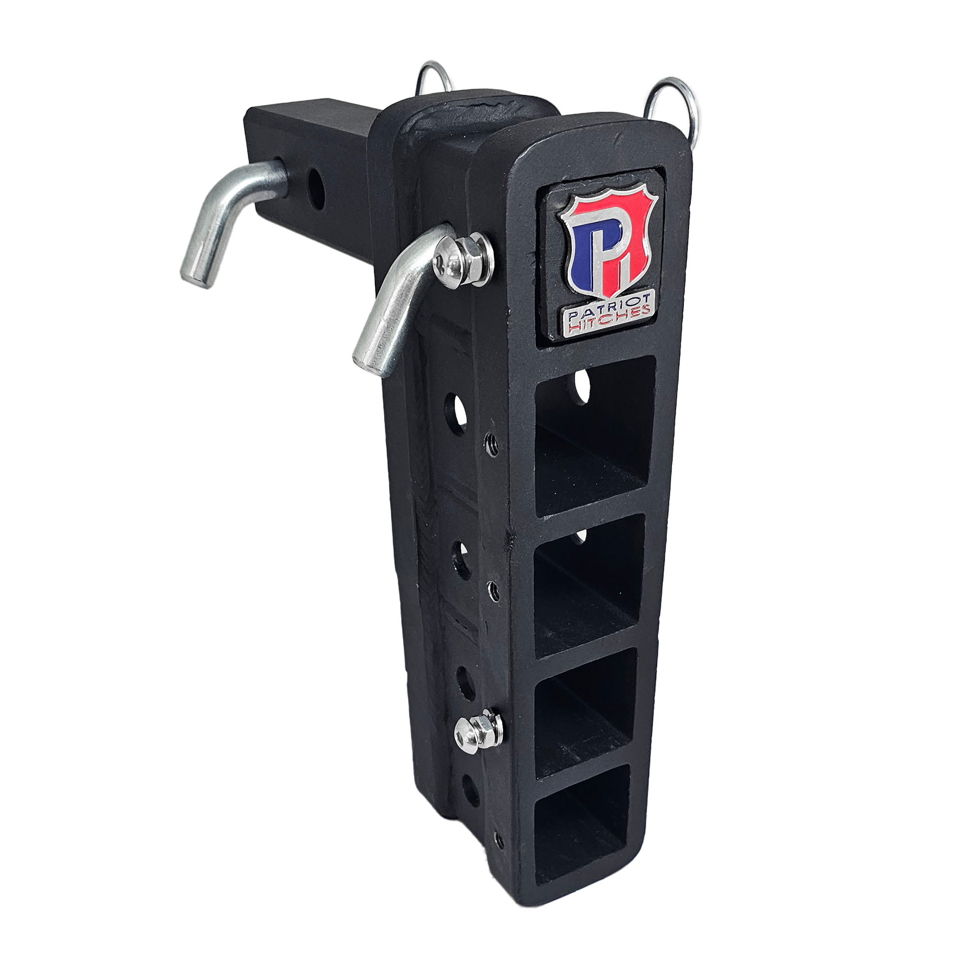 The Major - Patriot Hitches Adjustable Drop/Rise Hitch Stacked Receivers for 2" Hitches - 10" Drop/Rise – 30k - Silver Accent