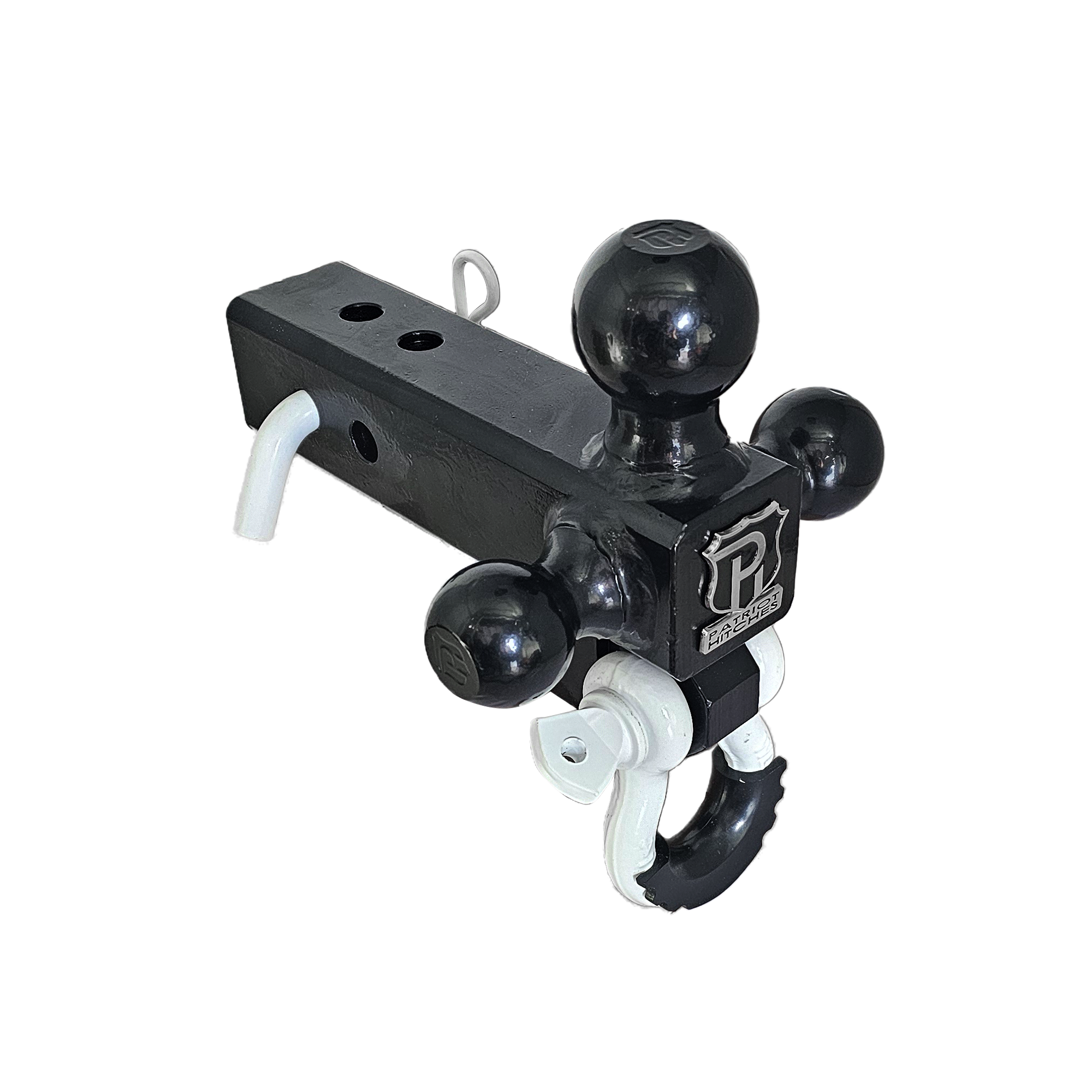 The Captain 4 in 1 - 4-Way 3-Ball Mount for 2-1/2" Hitches - 30K - White Accent (Black Gloss)