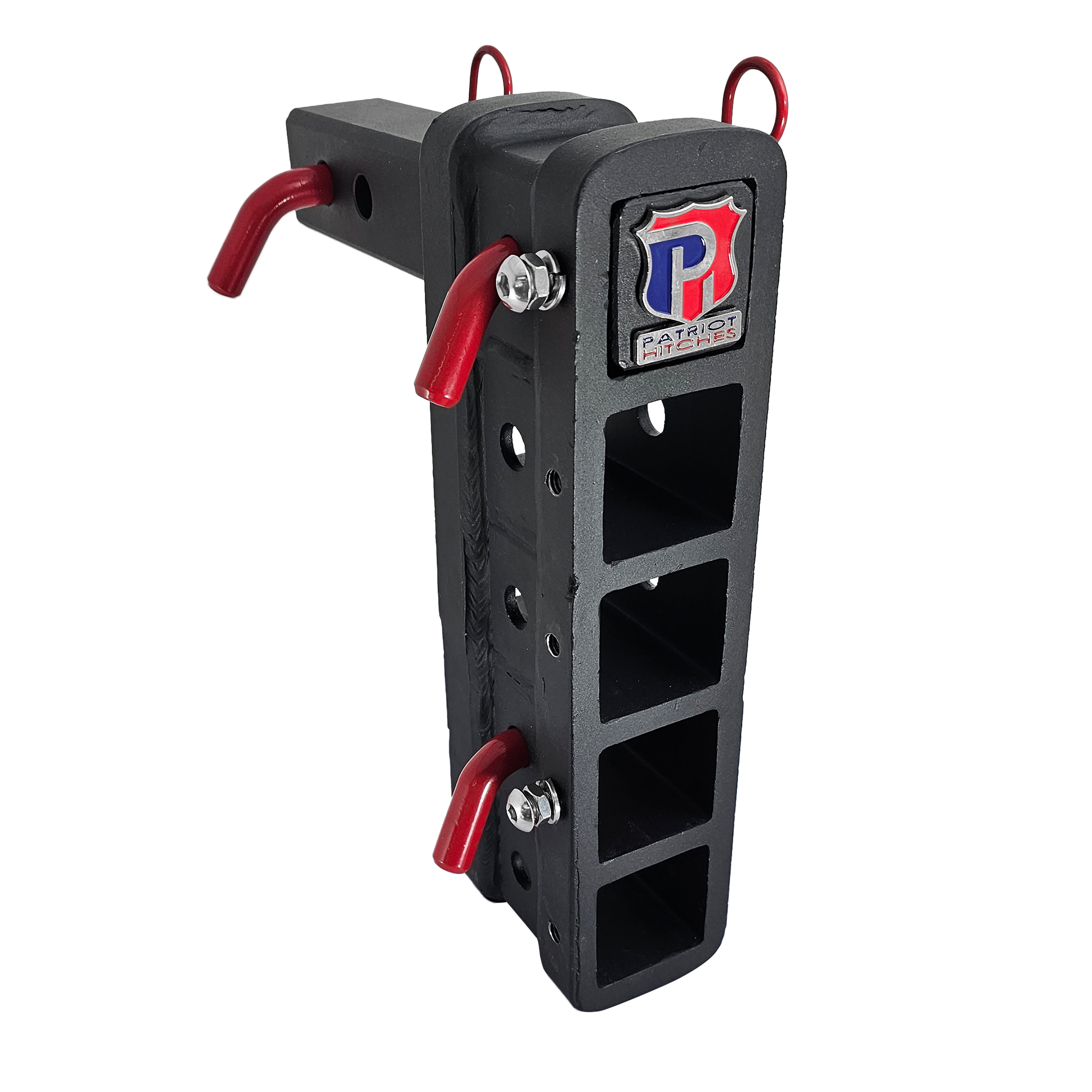 The Major - Patriot Hitches Adjustable Drop/Rise Hitch Stacked Receivers for 2" Hitches - 10" Drop/Rise – 30k - Red Accent