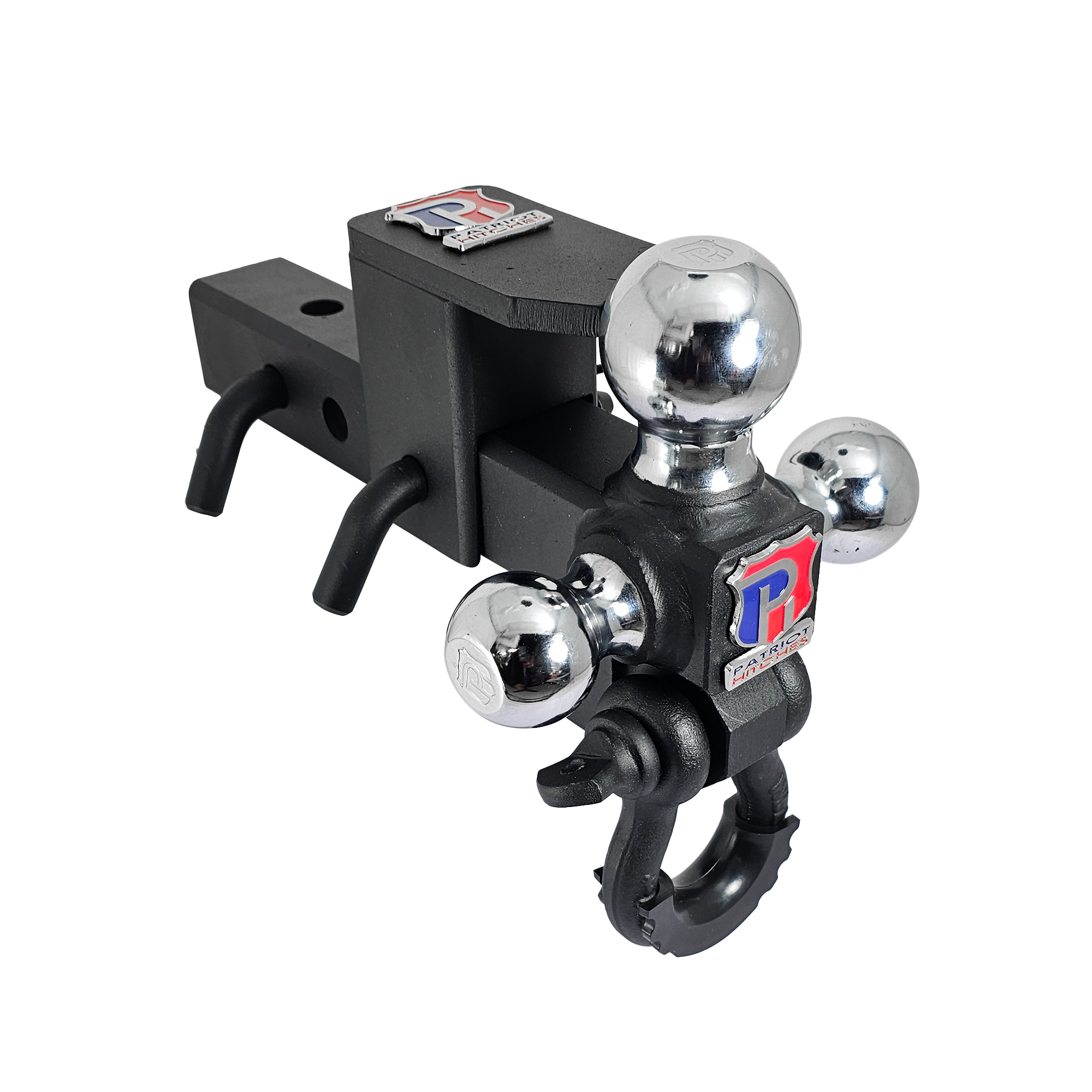 The Captain 5 in 1 - 5-Way 3-Ball Mount for 2" Hitches - 30K – Black Texture Accent (Texture Chrome)