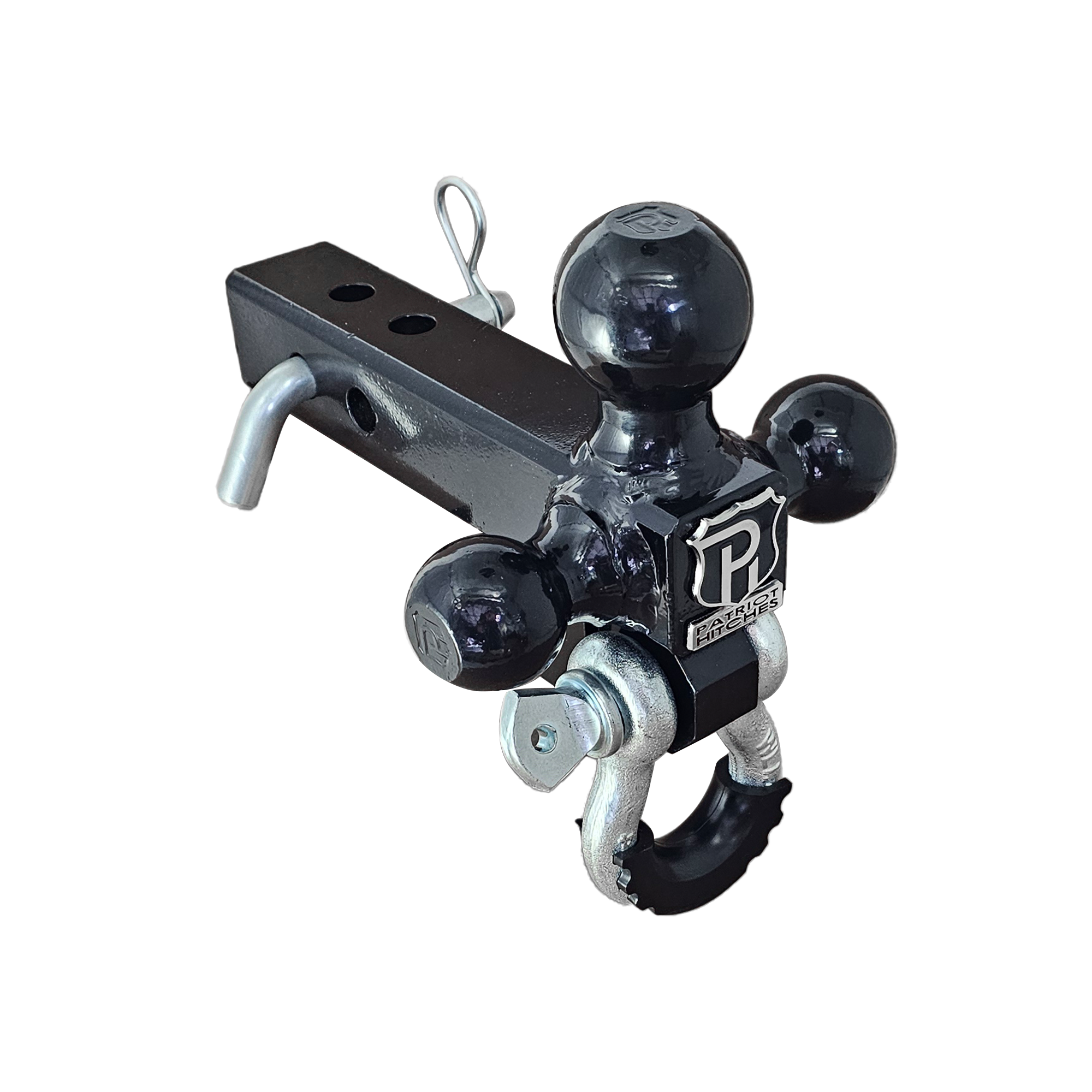 The Captain 4 in 1 - 4-Way 3-Ball Mount for 2" Hitches - 30K - Silver Accent (Black Gloss)