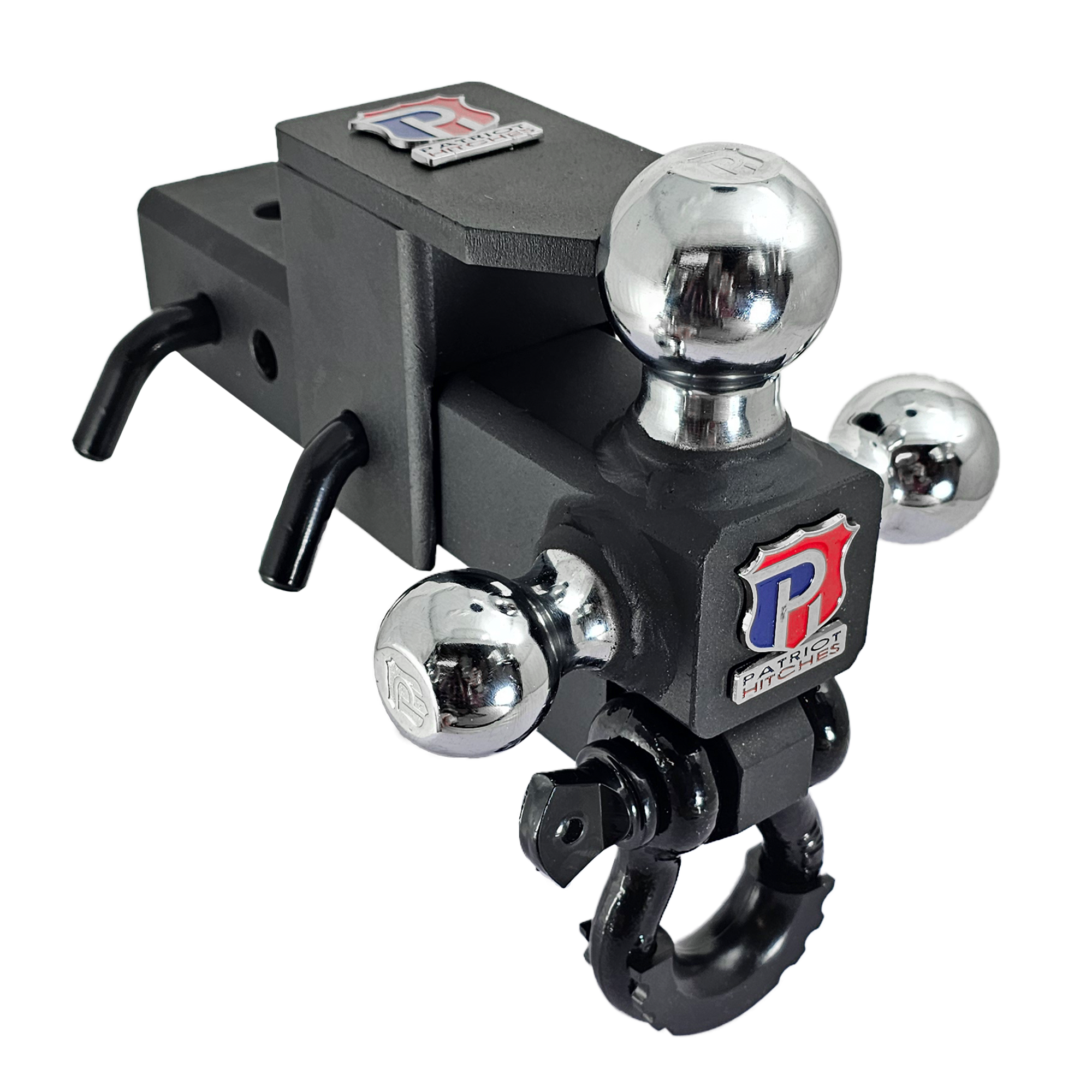 The Captain 5 in 1 - 5-Way 3-Ball Mount for 2-1/2" Hitches - 30K – Black Gloss Accent (Texture Chrome)
