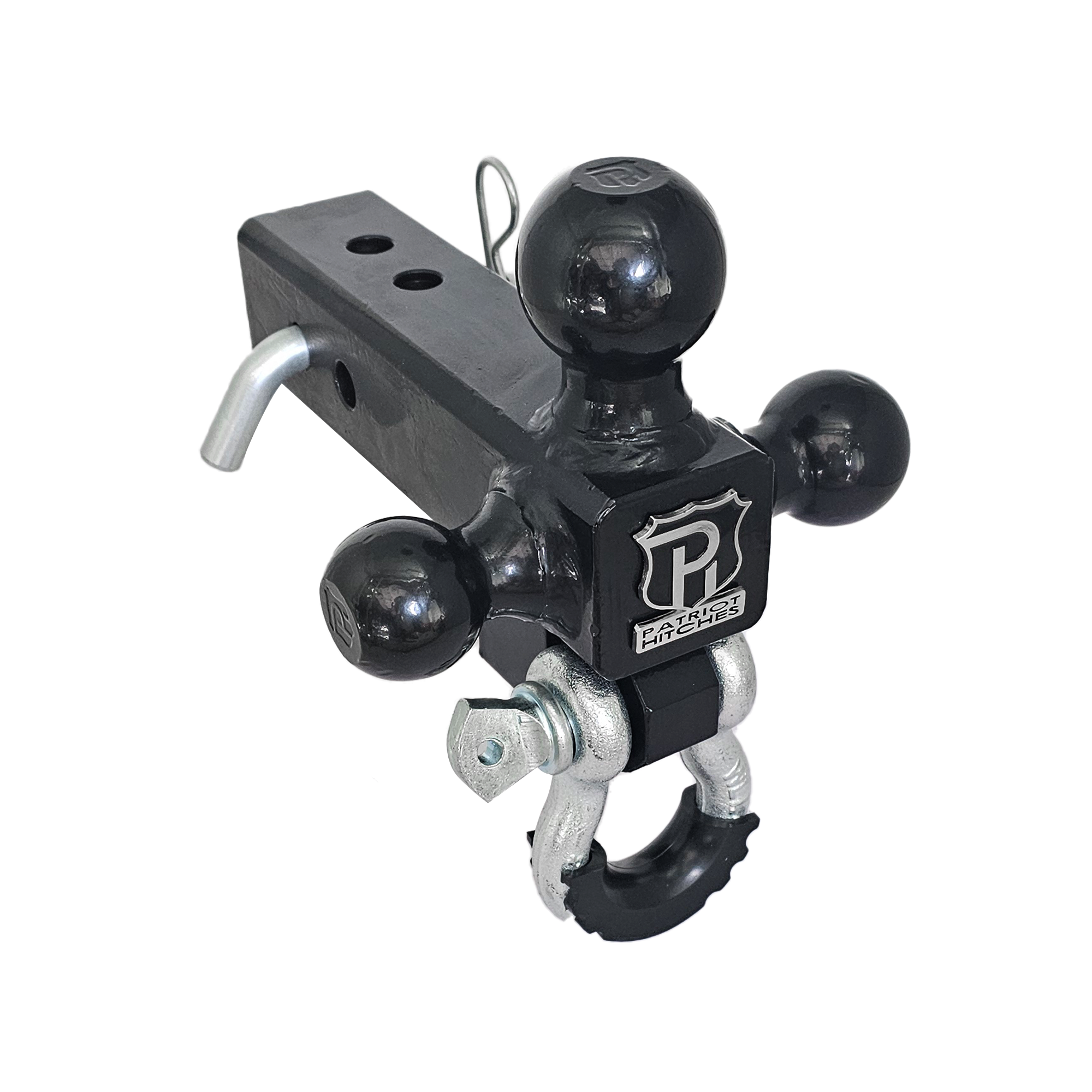 The Captain 4 in 1 - 4-Way 3-Ball Mount for 2-1/2" Hitches - 30K - Silver Accent (Black Gloss)