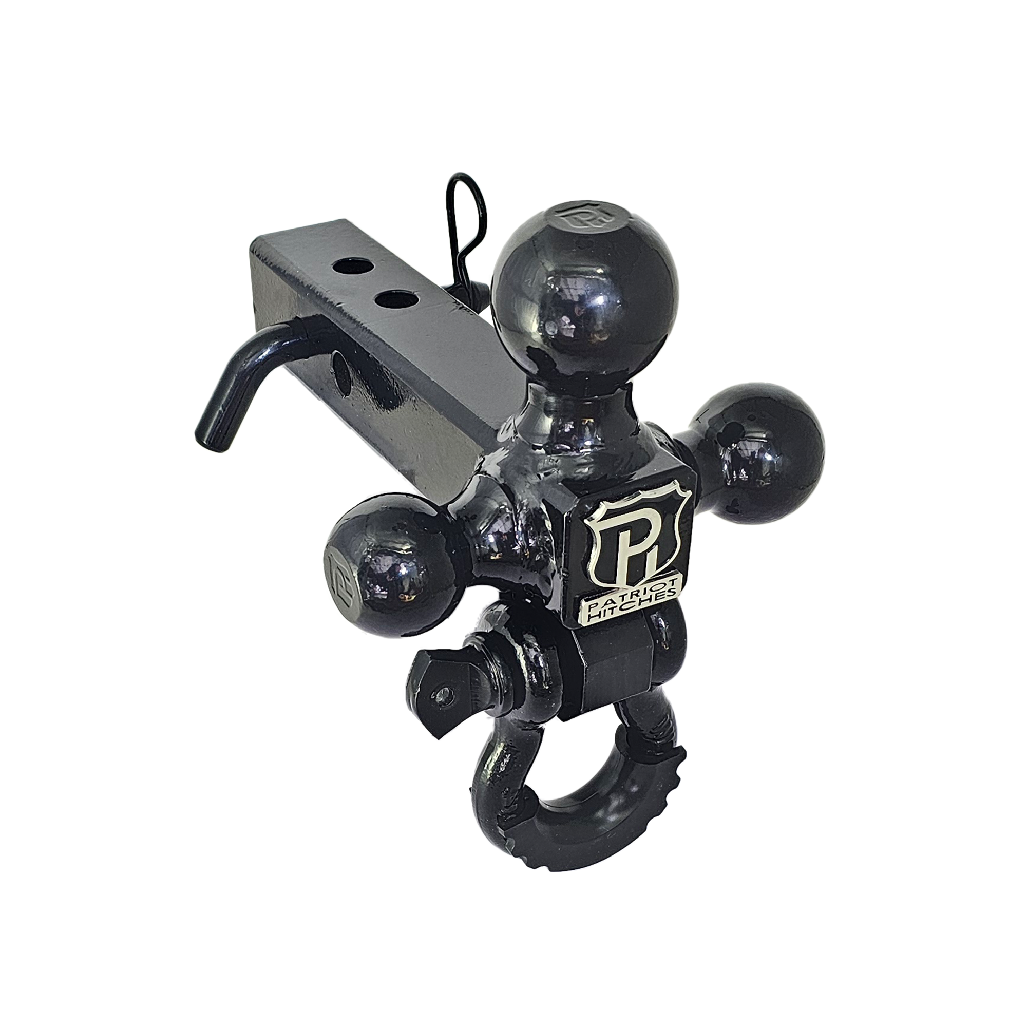 The Captain 4 in 1 - 4-Way 3-Ball Mount for 2" Hitches - 30K - Black Gloss Accent (Black Gloss)