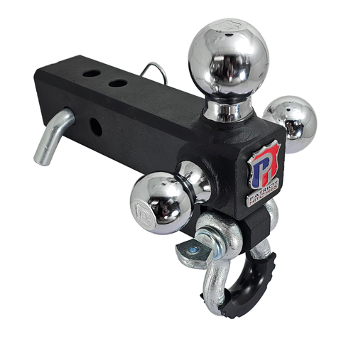 Patriot Hitches 4-Way 3-Ball Mount for 2-1/2" Hitches - The Captain - 30K - Silver Accent (Texture Chrome)