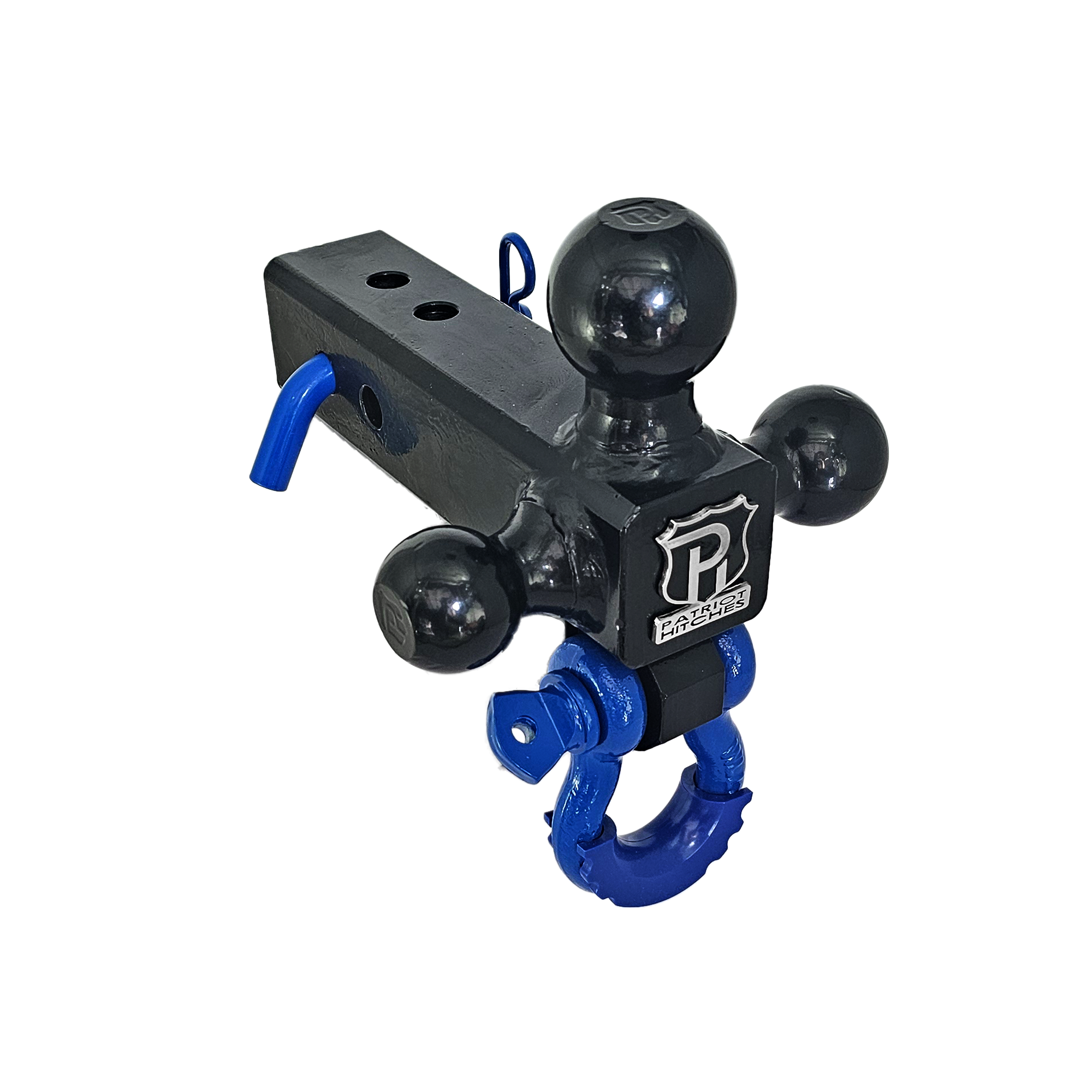 The Captain 4 in 1 - 4-Way 3-Ball Mount for 2-1/2" Hitches - 30K - Blue Accent (Black Gloss)