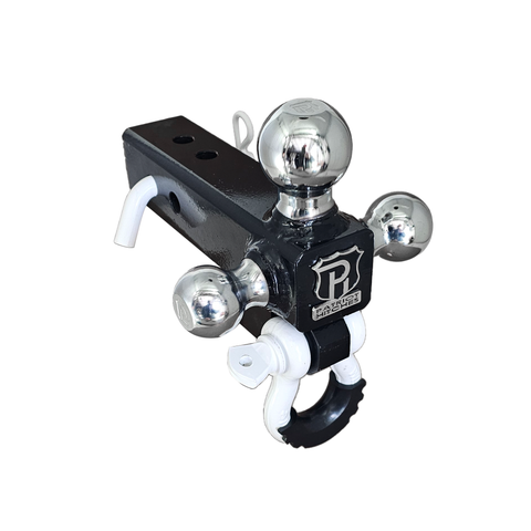 Patriot Hitches 4-Way 3-Ball Mount for 2-1/2" Hitches - The Captain - 30K - White Accent (Black Gloss - Chrome)