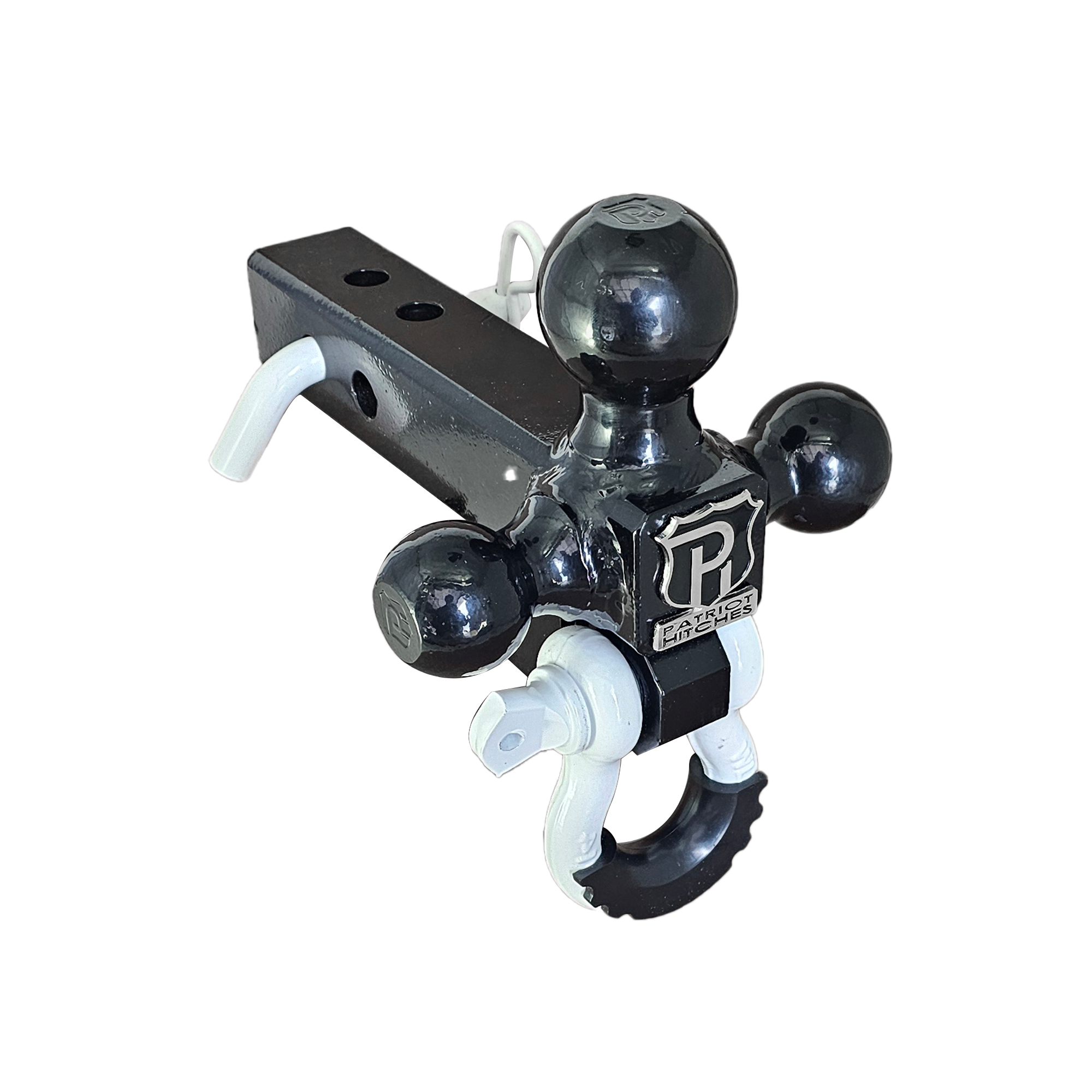 The Captain 4 in 1 - 4-Way 3-Ball Mount for 2" Hitches - 30K - White Accent (Black Gloss)