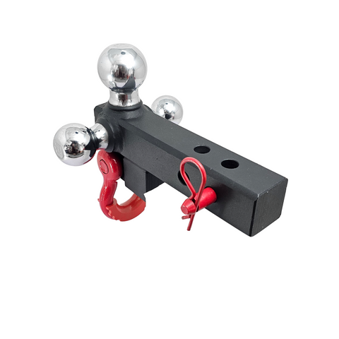 Patriot Hitches 4-Way 3-Ball Mount for 2" Hitches - The Captain - 30K - Red Accent (Texture Chrome)