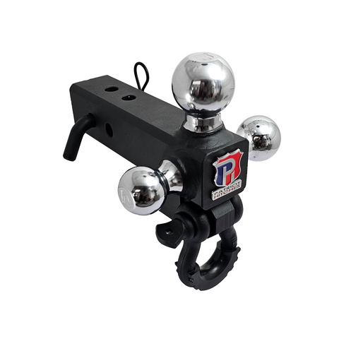 The Captain 4 in 1 - Patriot Hitches 4-Way 3-Ball Mount for 2-1/2" Hitches - The Captain - 30K - Black Texture Accent (Texture Chrome)