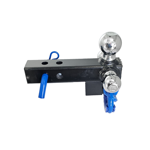 Patriot Hitches 4-Way 3-Ball Mount for 2" Hitches - The Captain - 30K - Blue Accent (Black Gloss Chrome)