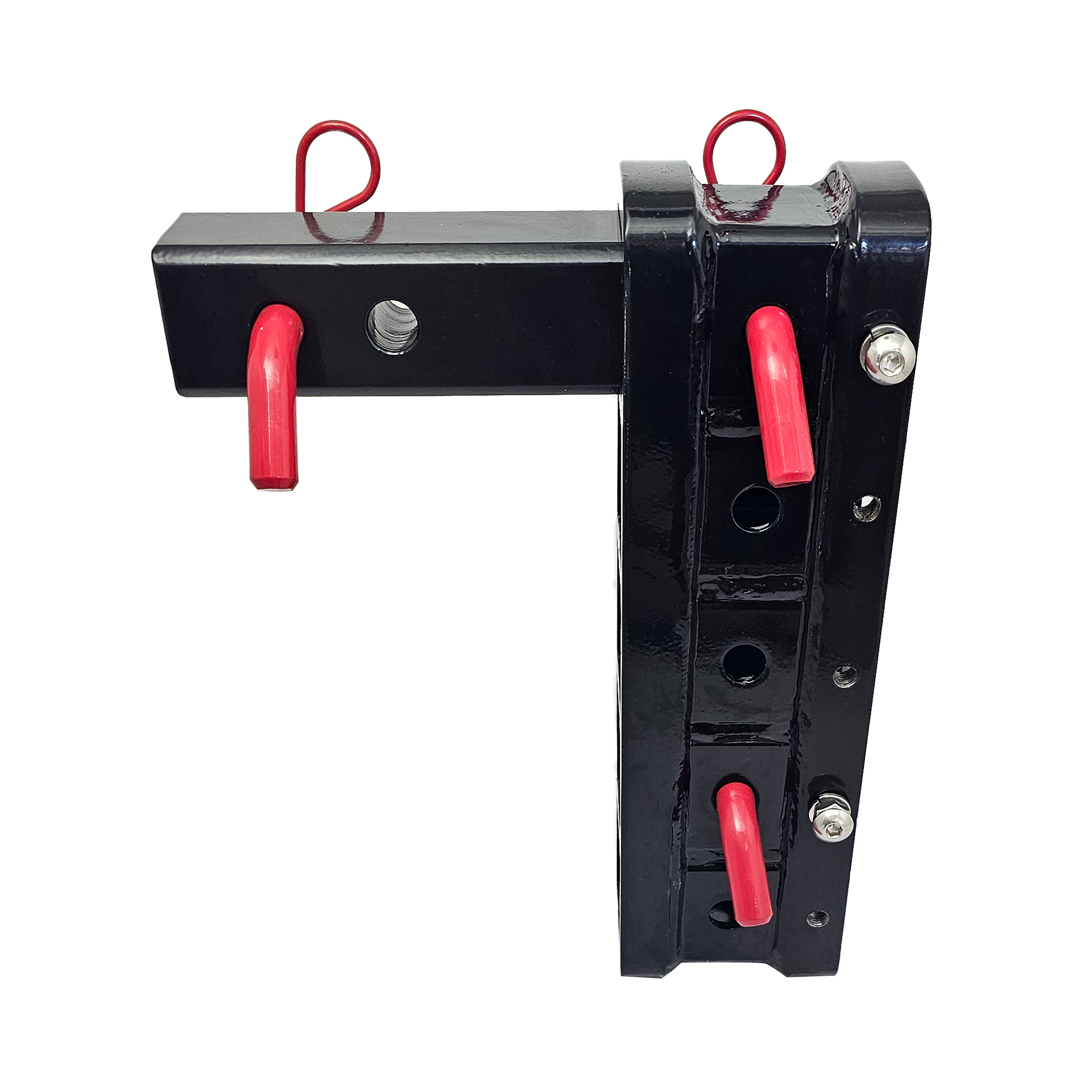 The Major - Patriot Hitches Adjustable Drop/Rise Hitch Stacked Receivers for 2" Hitches - 10" Drop/Rise – 30k - Red Accent (Black Gloss)