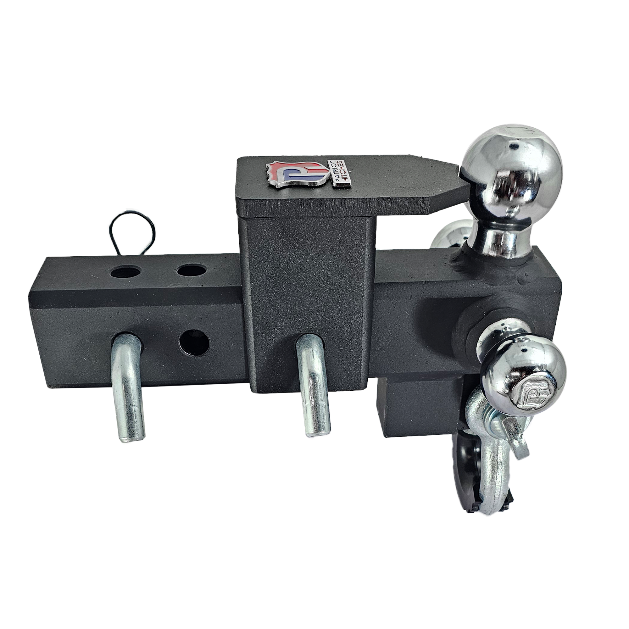 The Captain 5 in 1 - 5-Way 3-Ball Mount for 2-1/2" Hitches - 30K – Silver Accent (Texture Chrome)