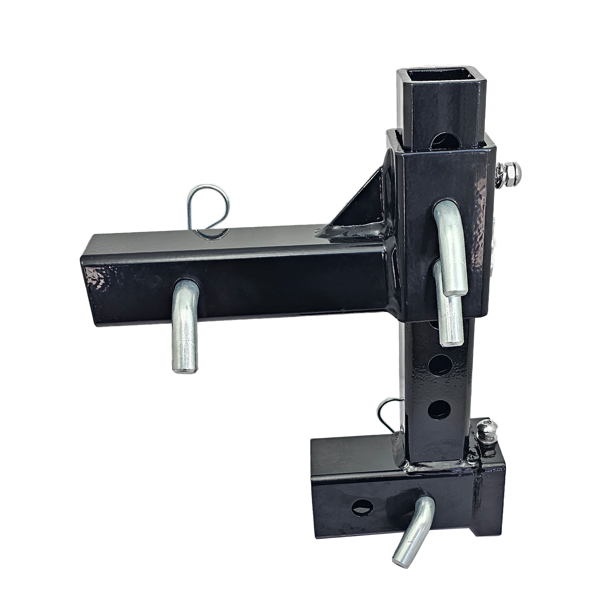 The General Normal Duty - 2" Adjustable Drop Hitch Adapter - 11" Rise/Drop - 7K - Silver Accent (Black Gloss)