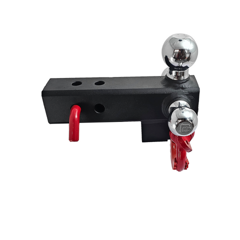 Patriot Hitches 4-Way 3-Ball Mount for 2-1/2" Hitches - The Captain - 30K - Red Accent (Texture Chrome)