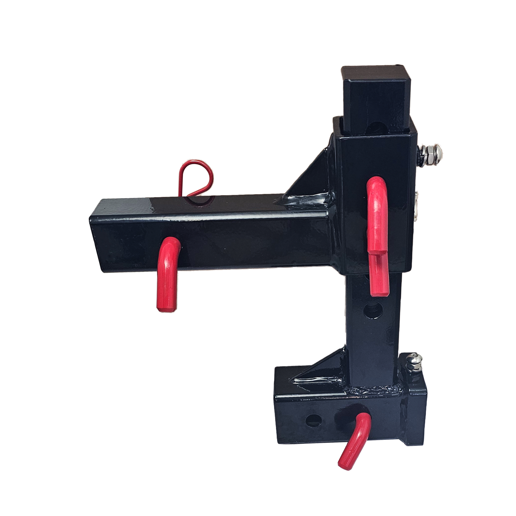 The General Heavy Duty - 2" Adjustable Drop Hitch Adapter - 11" Rise/Drop - 10K - Red Accent (Black Gloss)